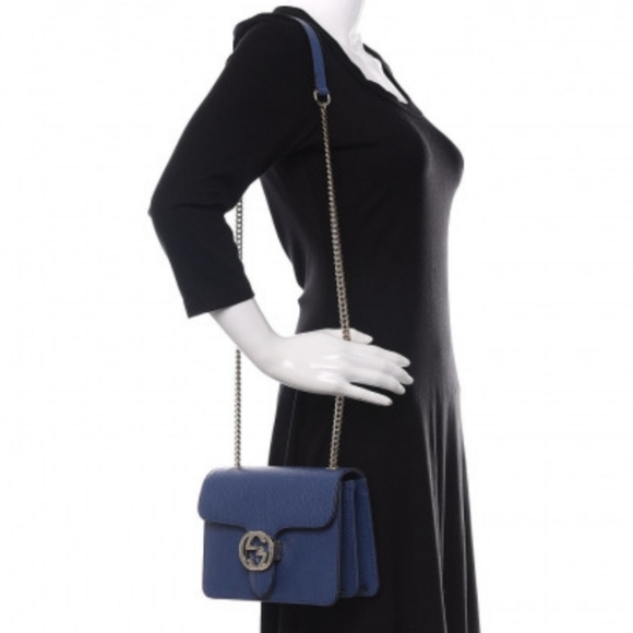 GUCCI Dollar Calfskin Medium Interlocking G light gold chain Shoulder - Picture 2 of 16